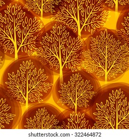 Fall season background. Autumn tree seamless pattern. Vector illustration EPS 10