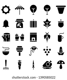 Fall Season Black Icon Logo Vector or Illustration. Editable Stroke and color.