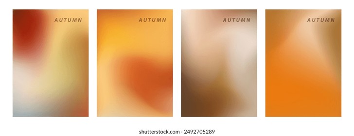 Fall season colors. Defocused bright colored abstract backgrounds. Blurred vibrant colors for Autumn theme creative graphic design. Vector illustration.