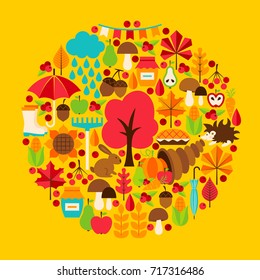 Fall Season Concept. Vector Illustration. Autumn Set.