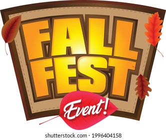 Fall Season Festival Headline Logo Graphic With Leaves 