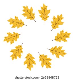 Fall season flat frame with yellow leaves in modern vector style. Hand drawn set for banners, cards, social media