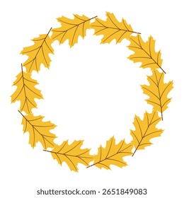 Fall season flat frame with yellow leaves in modern vector style. Hand drawn autumn set for banners, cards, social media