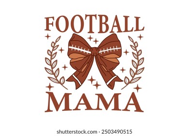 Herbst Saison, Fußball Mama Coquette Bow EPS T-Shirt Design