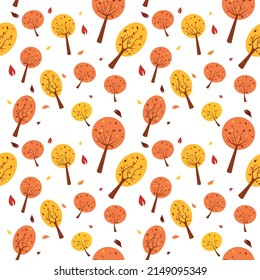 fall season forest tree cute and clean seamless pattern vector 4k