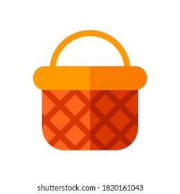 Fall Season Fruit Basket in Flat Icon Style with Warm Color for Apps Icon