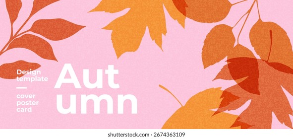 Herbstsaison horizontaler Hintergrund mit hellen abstrakten Herbstblättern. Herbst moderne Kunst minimalistischen Stil Design-Vorlage für Vertrieb, horizontale Poster, Header, Cover, Social Media, Mode-Anzeigen, Dekor.