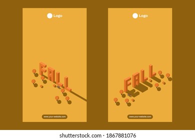fall season isometric illustration for social media status and story