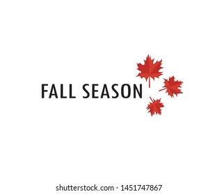 Fall Season Logo With Leaf Icon And Old Red Color