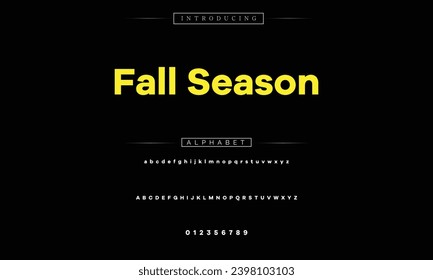 Fall Season Modern Bold Font. Sans Serif Font. Regular Italic Uppercase Lowercase Typography urban style alphabet fonts for fashion, sport, technology, digital, movie, logo design, vector