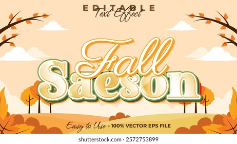 Fall season text effect, autumn festival graphic style editable text