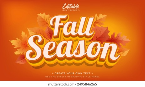 Fall season themed text effect. Autumn text style banner headline