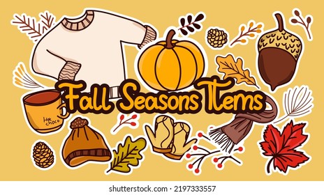 Fall Seasons Items vector illustration