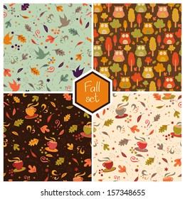 Fall set. Cozy autumn patterns.