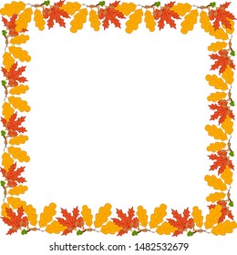 Fall template. Bright colourful autumn leaves on vertical white background. You can place your text in the center.