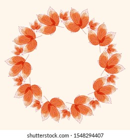 Fall template. Bright colourful autumn leaves on  white background. You can place your text in the center.