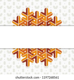 Fall theme background with colorful oak leaves and space for text or label. Autumn background illustration.