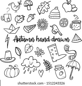 FAll theme set. Autumn Hand Drawn Doodle