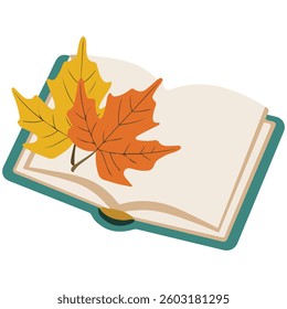 Fall themed book isolated vector illustration on white background