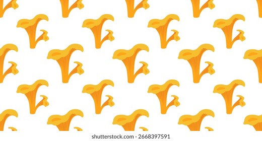 Queda temática padrão sem emenda com cogumelos em estilo plano. Ilustração vetorial de outono para designs de férias, banners, mídia social