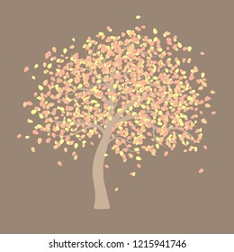 Fall tree background, vector illustration. Nature background, seasonal greeting card
