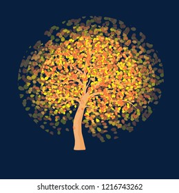 Fall tree background, vector illustration. Nature background, seasonal greeting card