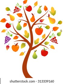 Fall Tree Vector, Fruit Tree, Vegetable Tree 