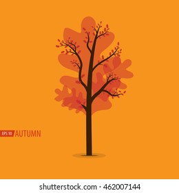 Fall tree. Vector illustration in flat style isolated from the background