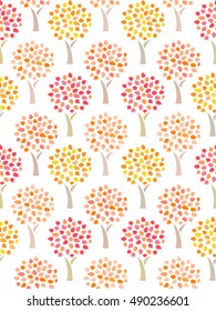 Fall Trees seamless pattern. Forest. Park. Garden. Autumn background.