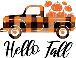 Fall Truck Happy Harvest Isolated Vector File Halloween 