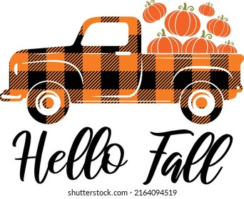 Fall Truck Happy Harvest Isolated Vector File Halloween 