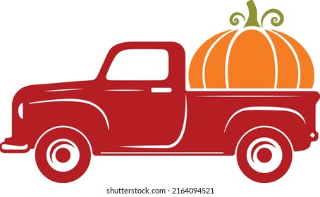 Fall Truck Happy Harvest Isolated Vector File Halloween 