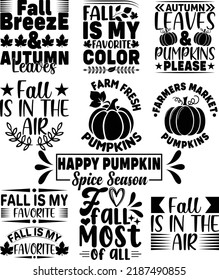 Fall t-shirt design bundle, Happy fall design bundle,  Autumn design bundle.