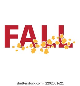fall typography with leaves illustration, vector artwork