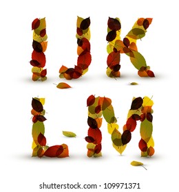 Fall Vector alphabet letters / font made from colorful leafs