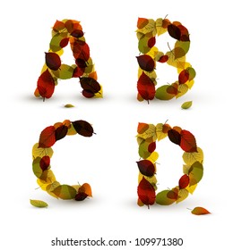 Fall Vector alphabet letters / font made from colorful leafs