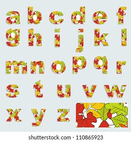 Fall Vector alphabet letters / font made from colorful leafs