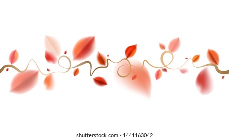 Fall vector decoration. Autumn design with red elegant leaves