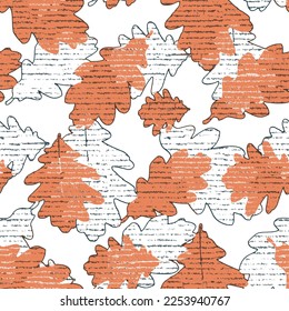 Hojas de roble vectorial de caída, patrón sin fisuras para la estacional Tela de ilustraciones botánicas, decoración, papel pintado y papel envolvente Patrón floral sin costura. Efecto acuarela. Transparencia. Superposición. abstracto