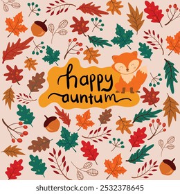 Fall vector seamless pattern for background, season fabric, decoration, wallpaper and wrapping paper