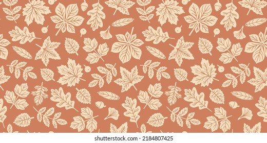 Fall vector seamless pattern for season fabric, decoration, wallpaper and wrapping paper