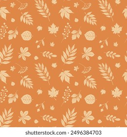 Fall vector seamless pattern for season fabric, decoration, wallpaper and wrapping paper