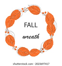 Fall vector wreath illustration design. Nature thanksgiving concept. Autumn celebration banner. Holiday backdrop. Natural elements.