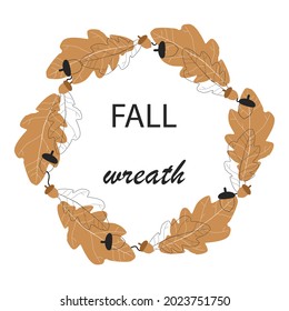 Fall vector wreath illustration design. Nature thanksgiving concept. Autumn celebration banner. Holiday backdrop. Natural elements.
