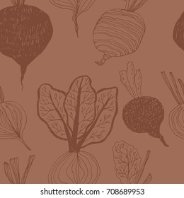 Fall vegetables hand drawn seamless vector pattern
