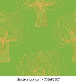 Fall vegetables hand drawn seamless vector pattern