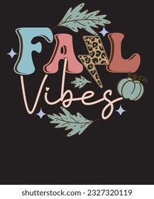 Fall Vibes Retro Autumn Pumpkin Leopard Fall T shirt Design svg