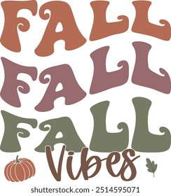 Fall Vibes text, calligraphy script text. Vector illustration. Design for print on shirt, poster, banner. on white background. Lovely print for t shirt