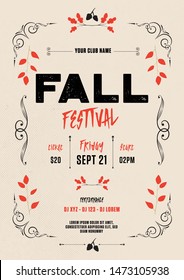 Fall Vintage Festival Poster Flyer Retro Design