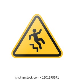 Fall warning yellow sign a man who falls from the stairs
